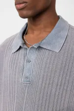 Polo Yaka Oversize Triko Gri