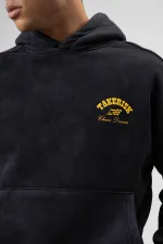 Sweat à capuche noir oversize délavé à coupe carrée