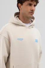 Sweat-shirt oversize imprimé au dos, couleur pierre