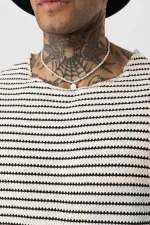 T-shirt rayé oversize en maille noire