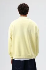 Sweat-shirt jaune oversize à fermeture éclair au col