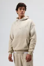 Washed Oversize Tracksuit Set Beige
