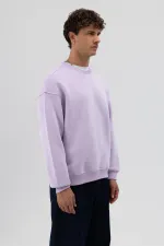 Sweat-shirt oversize à col rond imprimé lilas