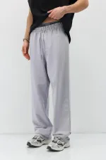 Basic Bel Lastikli  Eşofman Alt Gri Melanj