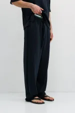 Corduroy Baggy Sweatpants Navy Blue