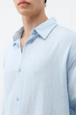 Uzun Kollu Basic Oversize Gömlek Bebe Mavi