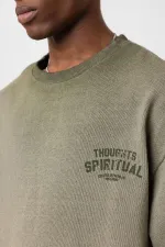 T-shirt oversize en maille délavée kaki