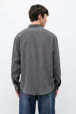 Chemise rayée oversize anthracite