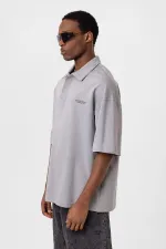 Polo Yaka Oversize Tişört Gri