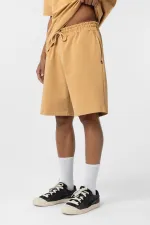 Basic Oversize Şort Takım Hardal