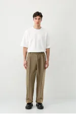 Baggy Fit Pilili Pantolon Haki