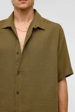 Chemise oversize à manches courtes en mousseline, kaki