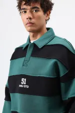 Sweat-shirt oversize à rayures imprimées, bleu marine