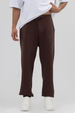 Basic Paça Lastikli Eşofman Alt Kahve