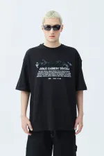 Atelier Kabartma Baskılı Oversize Tişört Siyah