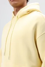 Sweat à capuche basique oversize délavé jaune