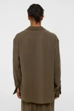 Basıc Oversize Uzun Kollu Modal Karışımlı Gömlek Haki