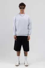 Sweat-shirt basique à col rond oversize chiné