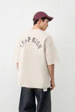 Yıkamalı Baskılı Oversize Tişört Taş