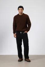 Bisiklet Yaka Oversize Triko Kazak Kahve