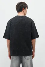 Baskılı Oversize Tişört Siyah