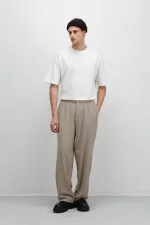 Baggy Fit Kumaş Pantolon Bej