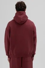 Sweat à capuche oversize basique bordeaux