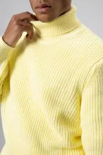 Oversize Triko Boğazlı Kazak Sarı