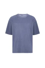 Yıkamalı Ottoman Basic Oversize Tişört İndigo