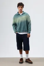 Sweat-shirt oversize à col zippé, bleu marine