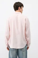 Chemise oversize en modal rose poudré