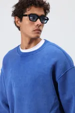 Sweat-shirt basique oversize délavé bleu marine