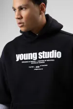 Sweat à capuche imprimé oversize noir