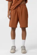 Basic Oversize Şort Takım Camel