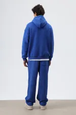 Sweat à capuche basique oversize délavé bleu marine