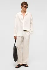Oversize Long-Sleeve Modal Fabric Shirt White
