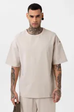 Paça Lastikli Basic Oversize Eşofman Takımı Bej