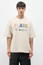 Baskılı Oversize Tişört Taş