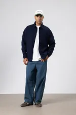 Oversize Gabardin Gömlek Ceket Lacivert