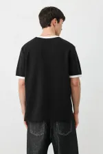 Short-Sleeved Regular Fit T-Shirt, Black