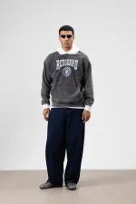 Sweat à capuche imprimé oversize noir