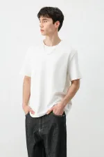 Kısa Kollu Boxy Fit Tişört Ekru