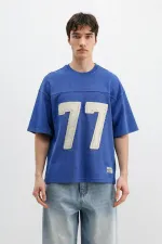 Numara Baskılı Oversize Tişört Saks