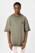 T-shirt oversize en maille délavée kaki