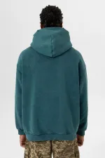 Card Detail Washed Oversize Sweatshirt Petrol