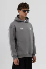 Oversize Arka Baskılı Sweatshirt Füme