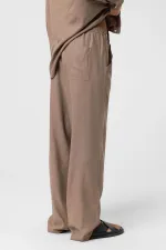 Pantalon ample en lin, couleur vison