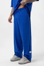Etiket Detaylı Oversize Eşofman Takım Saks Etiket Detaylı Oversize Eşofman Takım Saks