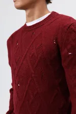 Pull oversize en maille à motifs, bordeaux