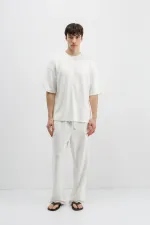 Modal Karışımlı Oversize Tişört Ekru